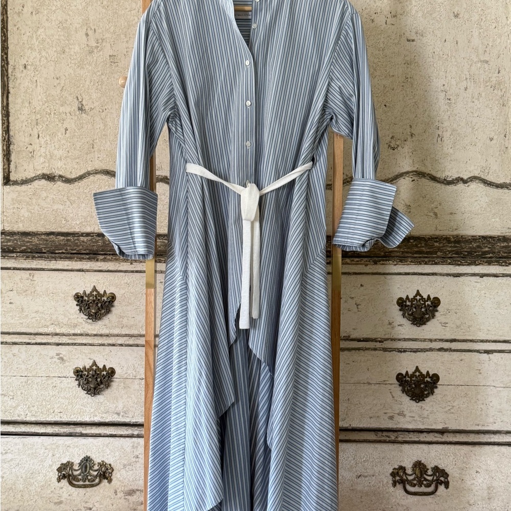 Chic Blue Striped Long Sleeve Dress
